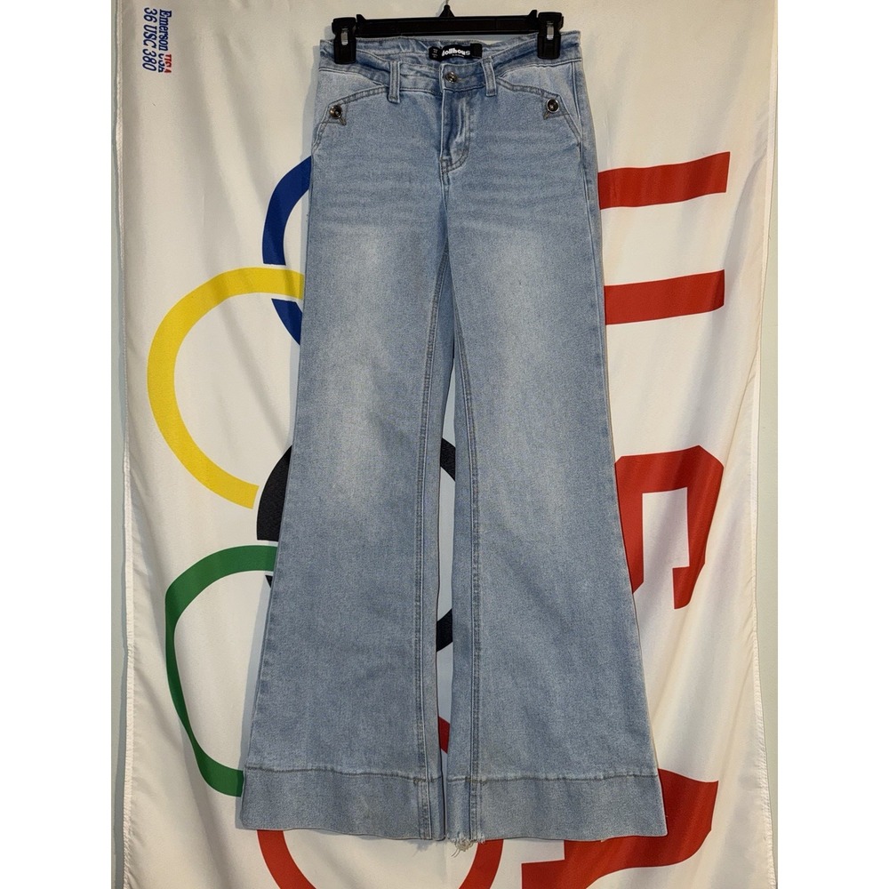 Dollhouse Flared Jeans Womens 1/2 Juniors Light Wash Denim Y2K